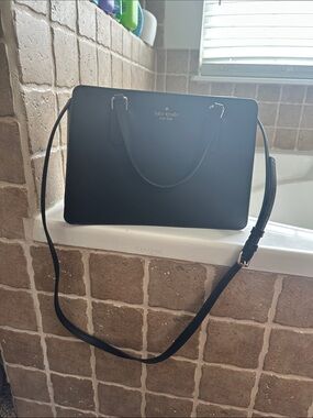 kate spade Black Leather Tote with Crossbody Strap